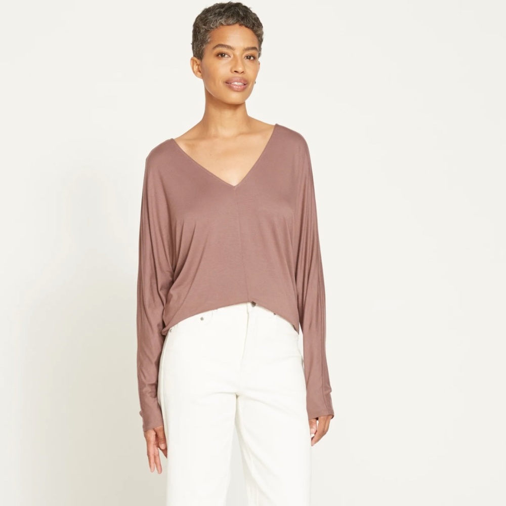 NWT Universal Standard Liquid Jersey V Neck Dolman Top in Mauve. Sz M (18-20)